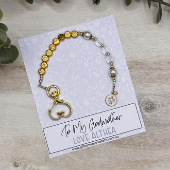  Personalised Faux Pearl Godmother Keychain 