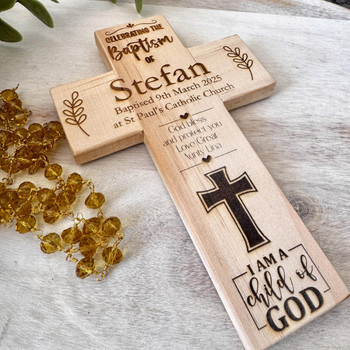 Personalised Wooden Baptism Cross - Baptism Gift - 3 Designs   Personalised Wooden Baptism Cross - Baptism Gift - 3 Designs