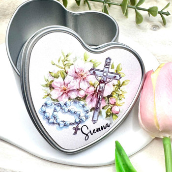  Personalised Heart Rosary Tin 