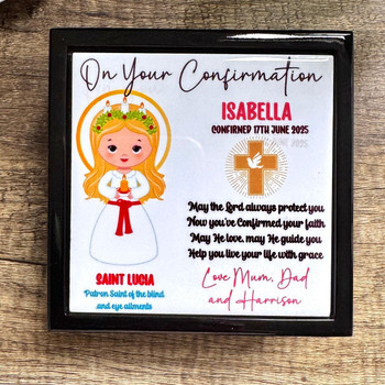 Personalised Confirmation Keepsake Box ✝ Patron Saint Gift for Boys & Girls   Personalised Confirmation Keepsake Box ✝ Patron Saint Gift for Boys & Girls