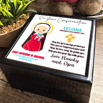 Personalised Confirmation Keepsake Box ✝ Patron Saint Gift for Boys & Girls   Personalised Confirmation Keepsake Box ✝ Patron Saint Gift for Boys & Girls