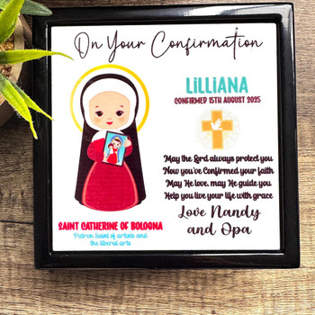 Personalised Confirmation Keepsake Box ✝ Patron Saint Gift for Boys & Girls   Personalised Confirmation Keepsake Box ✝ Patron Saint Gift for Boys & Girls