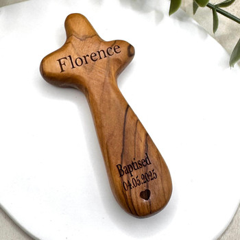 Personalised Olive Wood Baptism Holding Cross   Personalised Olive Wood Baptism Holding Cross