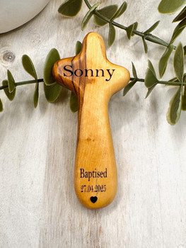 Personalised Olive Wood Baptism Holding Cross   Personalised Olive Wood Baptism Holding Cross
