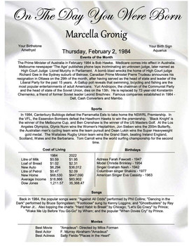  'The Day You Were Born' Certificate - Australian Information -Many designs 