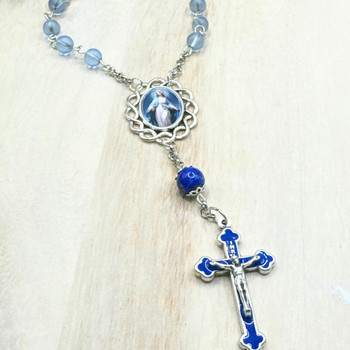 Crystal Faith Collection Blue Miraculous Car Rosary Beads - Exclusive to Gifted Memories Faith 