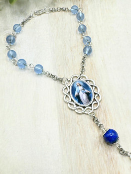 Crystal Faith Collection Blue Miraculous Car Rosary Beads - Exclusive to Gifted Memories Faith 