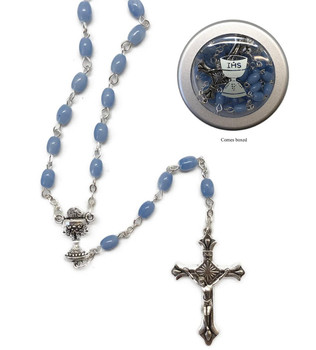  First Holy Communion Blue Rosary Beads 