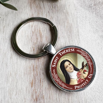  Round Saint Thérèse Colour Keyring 