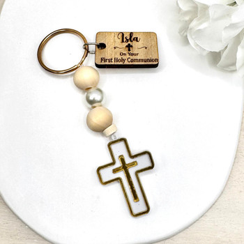  Personalised First Communion Cross Keytag 