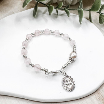Rose Quartz One Decade Rosary Bracelet For Confirmation   Rose Quartz One Decade Rosary Bracelet For Confirmation