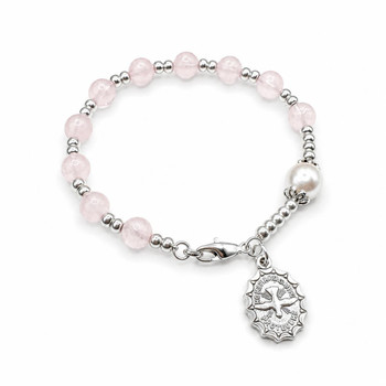  Rose Quartz One Decade Rosary Bracelet For Confirmation 