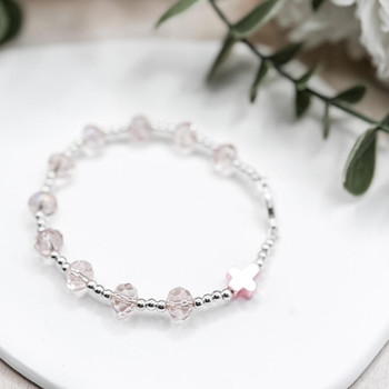  Rose Pink Cross One Decade Rosary Bracelet 