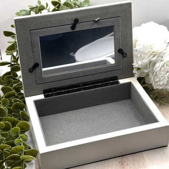  White Confirmation and Communion Keepsake Box with Photo Space 