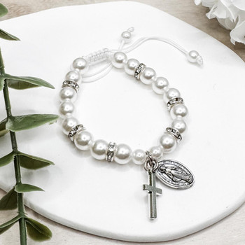  Faux Pearl Miraculous Adjustable Bracelet 