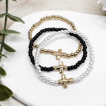  Set of 3 Gold Cross Bracelets 