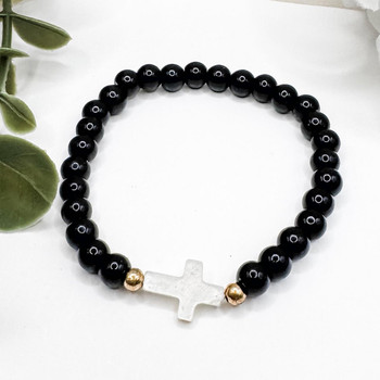  White Cross Christian Bracelet - 5 colours 