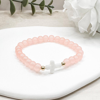  White Cross Christian Bracelet - 5 colours 