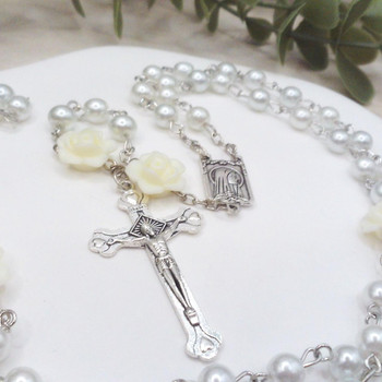  White Rose Personalised Rosary Beads 