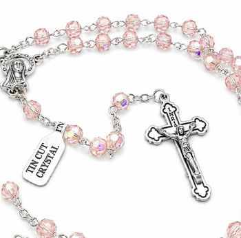  Pink Rosary Beads - Pink Crystal 6mm 