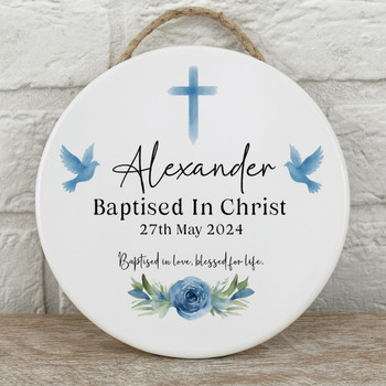  Personalised Baptism Ceramic Hanging Plaque – Baptised In Christ 