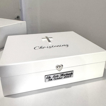  Personalised Christening Keepsake Box – White Timber Baptism Gift 
