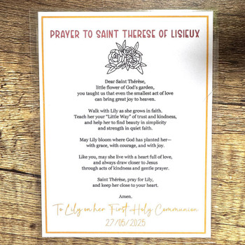   Personalised Saint Prayer Card and medal - Personalised for Student or School 