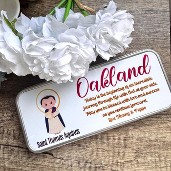  Personalised Saint Pencil Tin - Personalised Gift - Schools 