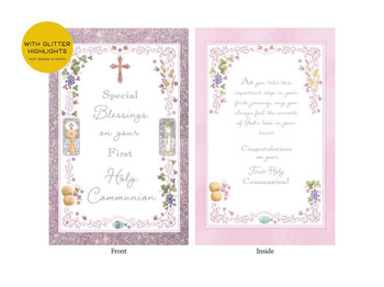  First Holy Communion Card – Foil Embossed Religious Congratulations Card 
