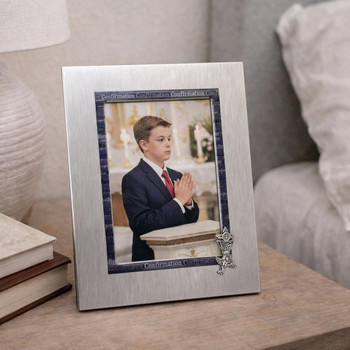  Confirmation Photo Frame 6x4 Matte Silver Keepsake Gift Australia 