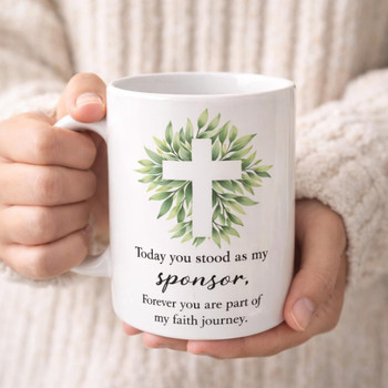  Personalised Confirmation Sponsor Mug – Olive Leaf Cross Design Gift 