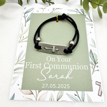  Personalised Communion Bracelet – Engraved Cross Bracelet Gift 