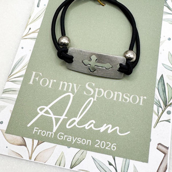  Personalised Sponsor  Bracelet – Engraved Cross Bracelet Gift 