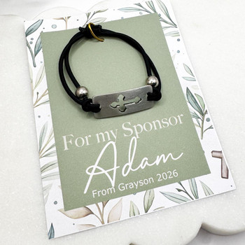  Personalised Sponsor  Bracelet – Engraved Cross Bracelet Gift 