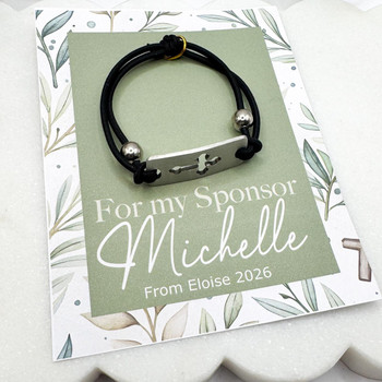  Personalised Sponsor  Bracelet – Engraved Cross Bracelet Gift 