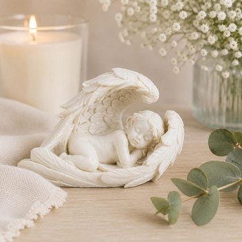  10cm Sleeping Cherub in Angel Wings Ornament  