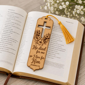  Wooden Christian Bookmark with Gold Tassel | Inspirational Bible Bookmark 15cm 