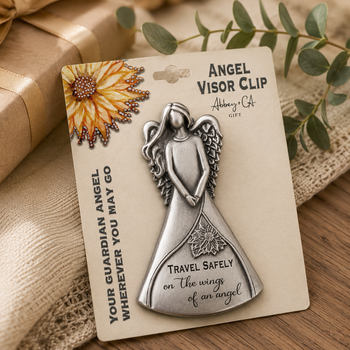 guardian angel visor clip, travel safely angel clip, car sun visor angel, safe travel gift, Christian car accessory, Catholic car visor clip, guardian angel gift Australia, driver gift, religious car accessory, new driver gift, travel blessing gift, angel car clip, metal visor clip, Christian travel gift