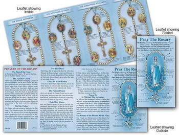  Blue Floral Ceramic Rosary | Miraculous Medal Catholic Rosary Beads 