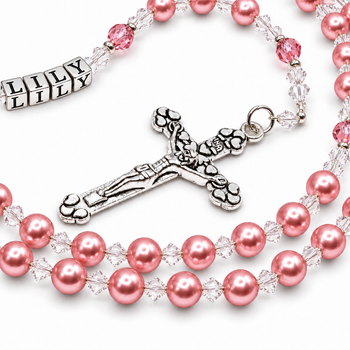 Swarovski Vintage Rose personalised rosary beads