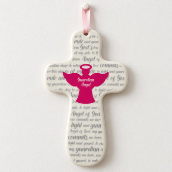  Guardian Angel Prayer Cross – Pink or Blue | Baptism & Christening Gift 
