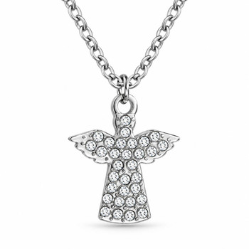  Crystal Angel Stainless Steel Necklace – Boxed Religious Gift 