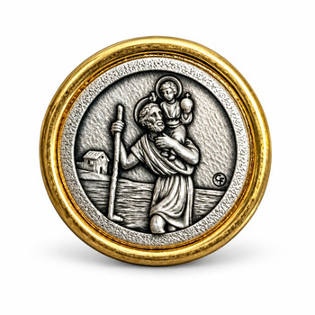  Saint Christopher Magnetic Car Plaque – Gold & Silver | 30mm 