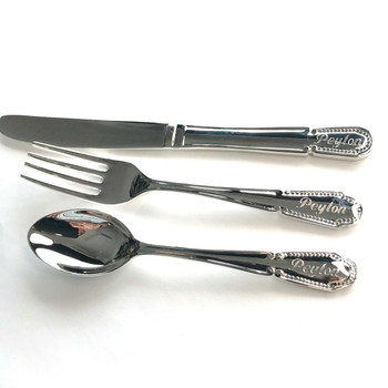 Personalised silver Baptism cutlery set