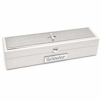  Silver and White Christening Certificate Holder 