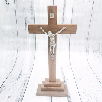  Standing Crucifix - wood and silver 