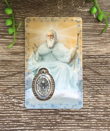  Our Father Laminated Holy Card with Medal 