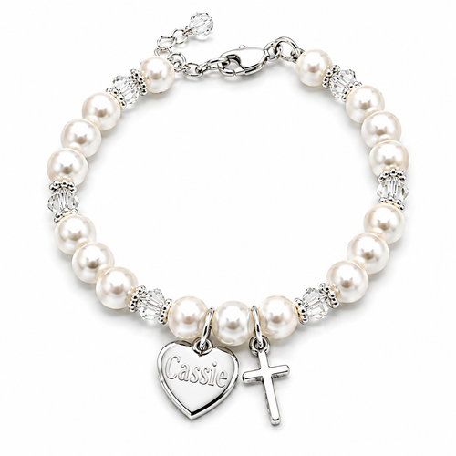  ‘Glory’ Personalised Baptism Bracelet ✝ Christening Gift for Girls 