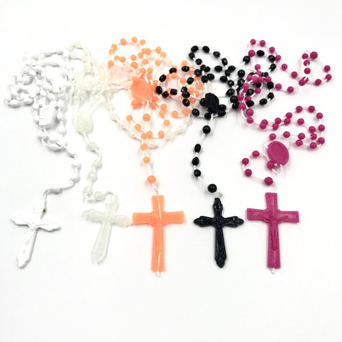Plastic Corded Rosary Beads - Many colours   Plastic Corded Rosary Beads - Many colours