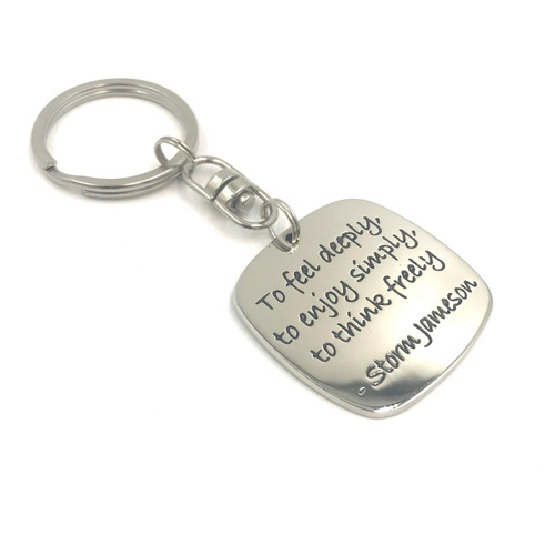 Poetic Pieces Key Ring - 'To Feel Deeply' - ENGRAVING INCLUDED   Poetic Pieces Key Ring - 'To Feel Deeply' - ENGRAVING INCLUDED